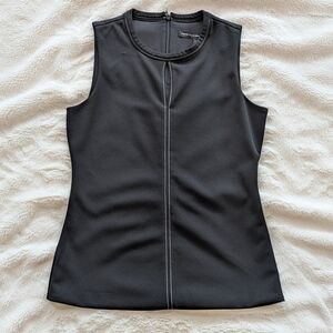White House Black Market Black Sleeveless Top w/ Contrast Stitching Size XS NWOT